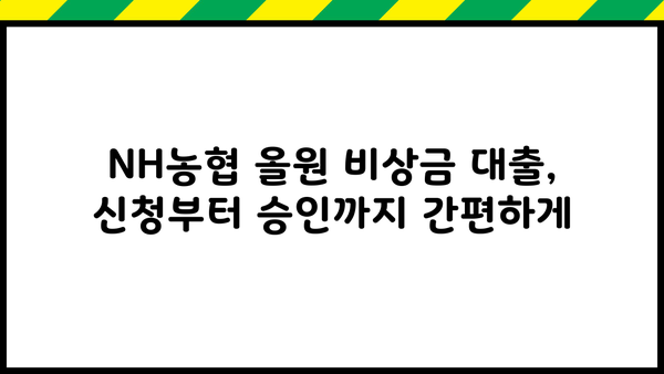 NH 농협 올원 비상금 대출 후기| 급할 때 유용한 꿀팁 | 비상금 대출, 후기, 장단점, 금리, 신청 방법