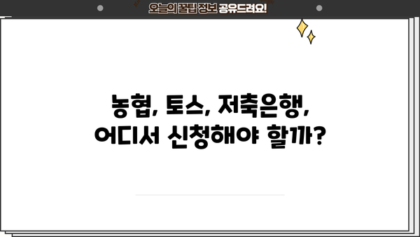 무직자 비상금 대출 300만원, 농협/토스/저축은행에서 신청하는 방법 | 비상금 마련, 대출 조건, 신청 절차
