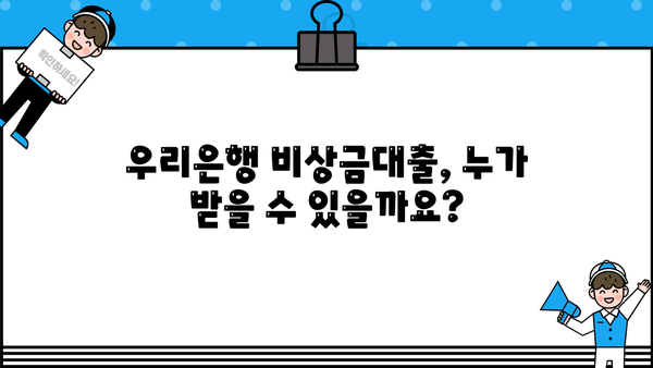 우리은행 비상금대출, 자격 조건부터 거절 사유까지 완벽 분석 | 비상금, 대출, 신용대출, 금리, 한도, 필요서류
