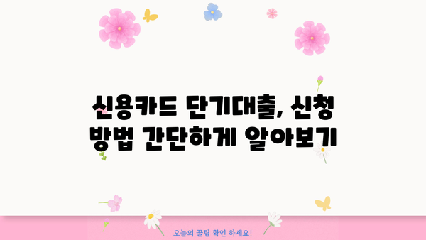 신용카드 단기대출, 꼼꼼하게 따져보고 선택하세요! | 신용카드 대출, 단기대출, 금리 비교, 한도 확인, 신청 방법
