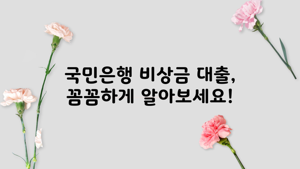 국민은행 비상금 대출 신청부터 상환까지 완벽 가이드 | 조건, 연장, 필요서류, 금리, 한도