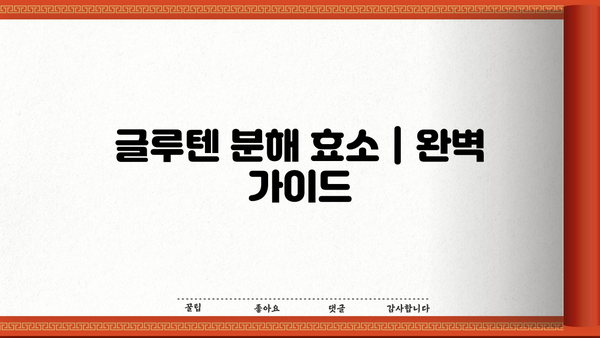 글루텐 분해 효소| 효능, 글루텐 프리 뜻, 소화 효소 부작용 완벽 가이드 | 글루텐 민감성, 소화 개선, 건강 정보