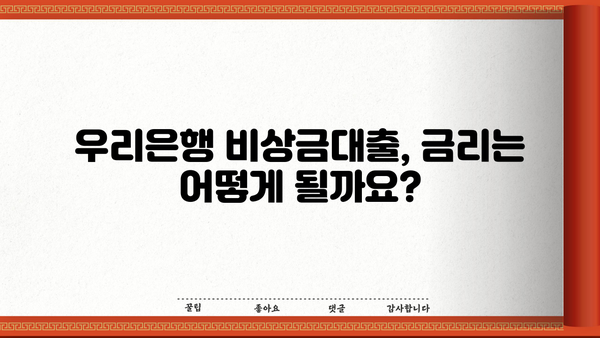 우리은행 비상금대출, 자격 조건부터 거절 사유까지 완벽 분석 | 비상금, 대출, 신용대출, 금리, 한도, 필요서류