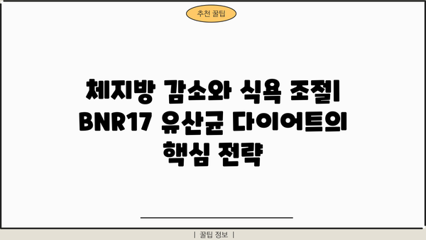 BNR17 유산균 다이어트| 효과적인 체중 감량을 위한 유산균 효능 파헤치기 | BNR17, 유산균 다이어트, 체중 감량, 장 건강, 면역력