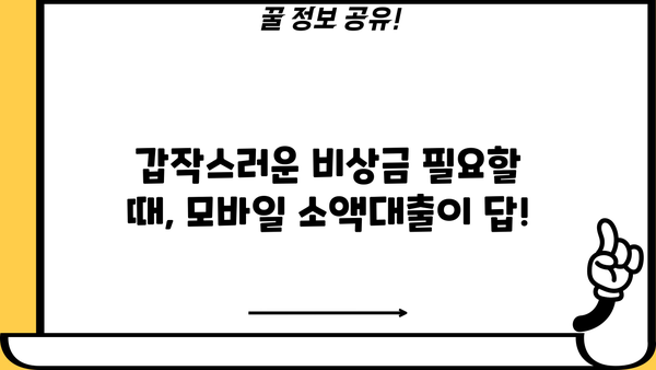 주말 야간, 급한 돈 필요할 때? 모바일 소액대출로 빠르게 해결하세요! | 비상금, 긴급 대출, 주말 대출, 야간 대출