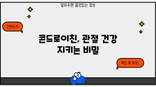 콘드로이친 효능, 관절 건강에 미치는 영향 | 관절 통증 완화, 추천 제품, 부작용 정보