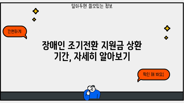 근로복지공단 장애인 조기전환프로그램 지원금 상환 기간| 상세 안내 | 장애인, 조기전환, 상환, 기간, 지원금