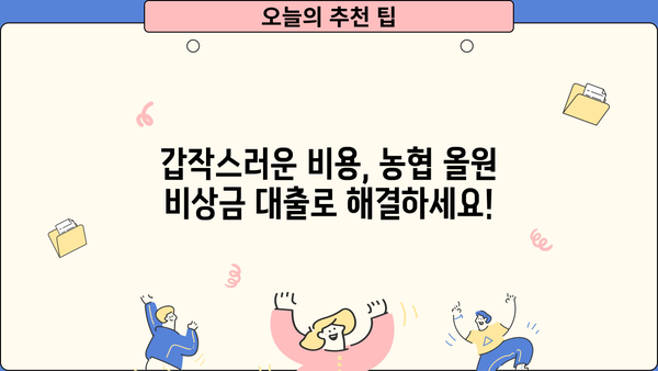 농협 올원 비상금 대출, 조건과 진행 방법 알아보기 | 비상금 마련, 신속한 대출, 간편한 절차