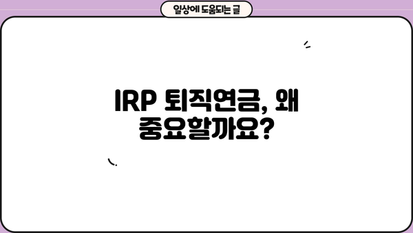 IRP 퇴직연금, 알아두면 큰 차이가! | 나에게 맞는 IRP 선택 가이드