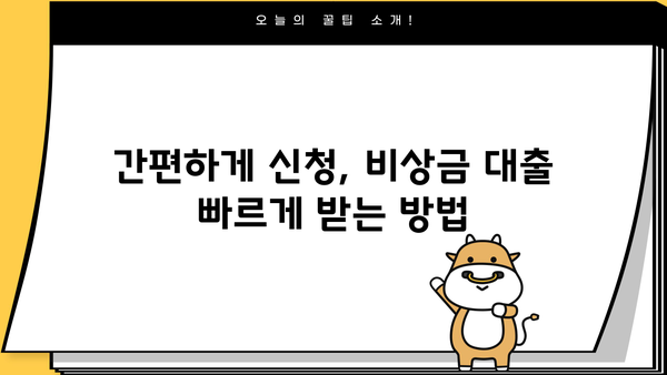 비상금 대출, 급할 때 어떻게 받을까요? | 비상금 대출 종류, 신청 방법, 주의 사항, 추천 상품 비교