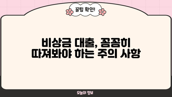 비상금 대출, 급할 때 어떻게 받을까요? | 비상금 대출 종류, 신청 방법, 주의 사항, 추천 상품 비교