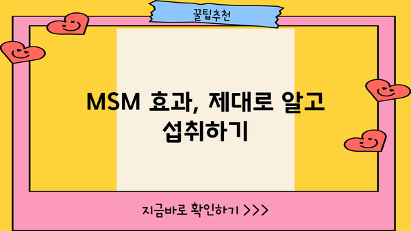 관절 건강을 위한 MSM 효능| 식이유황의 모든 것 | 관절 통증, 연골 건강, MSM 효과, 섭취 방법