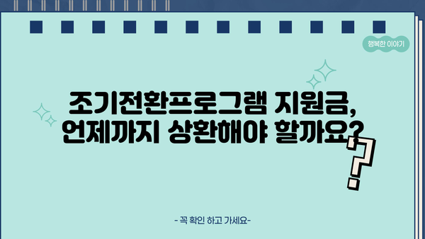 근로복지공단 장애인 조기전환프로그램 지원금 상환 기간| 상세 안내 | 장애인, 조기전환, 상환, 기간, 지원금