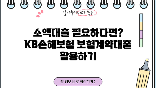 KB손해보험 보험계약대출, 나에게 맞는 조건은? | 자격, 한도, 신청방법, 소액대출, 무직자, 주부