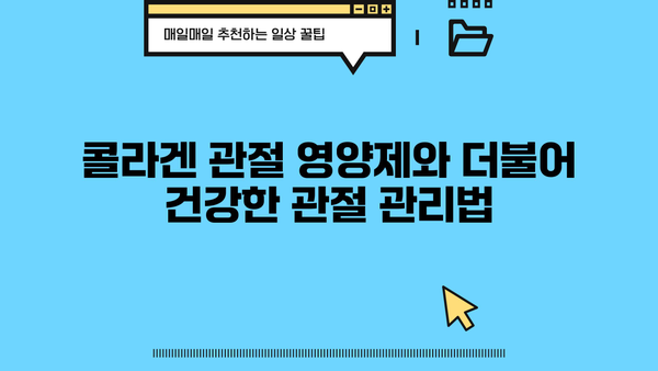 연골 건강을 위한 선택, 콜라겐 관절 영양제| 효능과 부작용 완벽 가이드 | 관절 건강, 콜라겐, 영양제, 부작용, 효능
