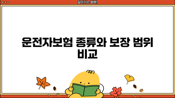 운전자보험 가입 전 꼭 알아야 할 핵심 정보! | 운전자보험 종류, 보장 범위, 가입 팁