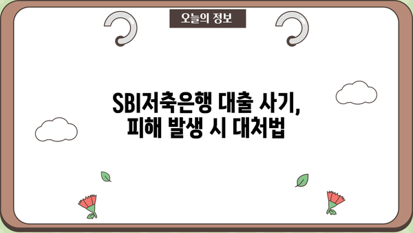 SBI저축은행 개인 대출 사기, 주의보도 & 가능 여부 확인 | 피해 예방 & 대처 가이드