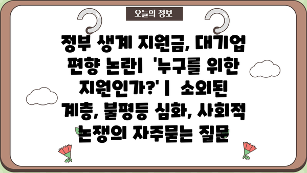 정부 생계 지원금, 대기업 편향 논란|  