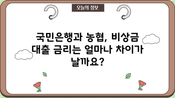 국민은행 vs 농협 비상금 대출| 2가지 차이점 비교분석 | 비상금 대출, 금리 비교, 대출 조건