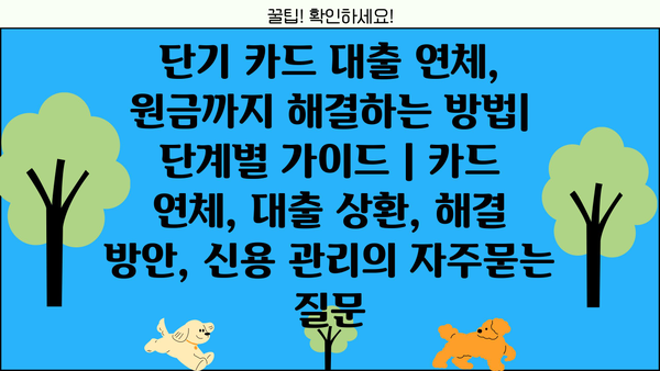단기 카드 대출 연체, 원금까지 해결하는 방법| 단계별 가이드 | 카드 연체, 대출 상환, 해결 방안, 신용 관리