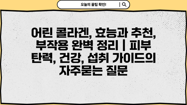 어린 콜라겐, 효능과 추천, 부작용 완벽 정리 | 피부 탄력, 건강, 섭취 가이드