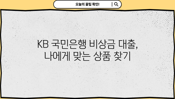 KB 국민은행 비상금 대출, 신청 조건부터 모바일 당일 승인까지! | 비상금 대출, 모바일 대출, 당일 승인, 신청 방법