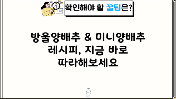 방울양배추 & 미니양배추| 건강 효능과 맛있는 먹는 법 | 다이어트, 영양, 레시피