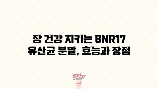 BNR17 유산균 분말 추천| 장 건강 개선에 효과적인 제품 비교분석 | 유산균, 장 건강, 분말, 추천, 비교