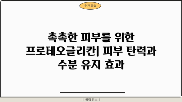 프로테오글리칸 효능, 부작용, 추천 제품 총정리 | 피부 건강, 관절 건강, 효과적인 활용법