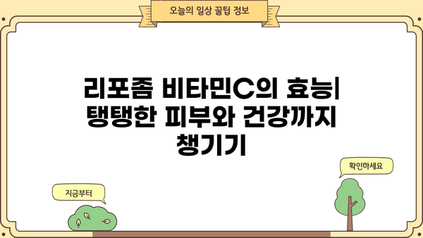 리포좀 비타민C, 효능부터 부작용까지| 리포조말 공법 비타민C 추천 가이드 | 리포좀 비타민C, 비타민C, 리포조말, 효능, 부작용, 추천