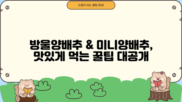 방울양배추 & 미니양배추| 건강 효능과 맛있는 먹는 법 | 다이어트, 영양, 레시피